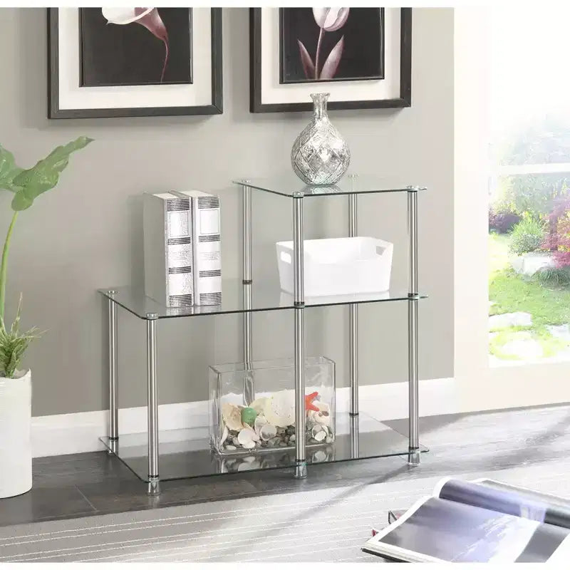 Table d'appoint à 3 niveaux en verre classique transparent - Breighton Home