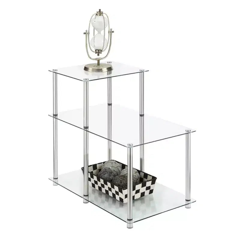 Table d'appoint à 3 niveaux en verre classique transparent - Breighton Home