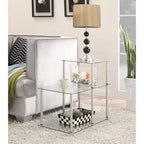Table d'appoint à 3 niveaux en verre classique transparent - Breighton Home