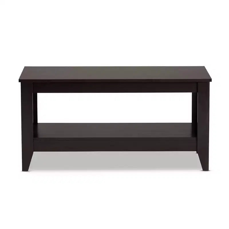 Table basse Elada en bois de wengé marron foncé - Baxton Studio : Étagère inférieure, pieds coniques élégants, design moderne