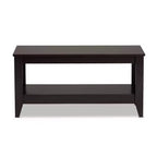 Table basse Elada en bois de wengé marron foncé - Baxton Studio : Étagère inférieure, pieds coniques élégants, design moderne