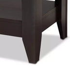 Table basse Elada en bois de wengé marron foncé - Baxton Studio : Étagère inférieure, pieds coniques élégants, design moderne