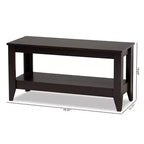 Table basse Elada en bois de wengé marron foncé - Baxton Studio : Étagère inférieure, pieds coniques élégants, design moderne