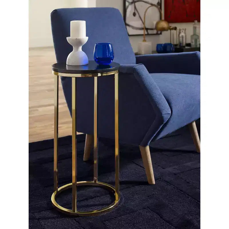 Table d'appoint ronde Ellias Noir/Or - Finch