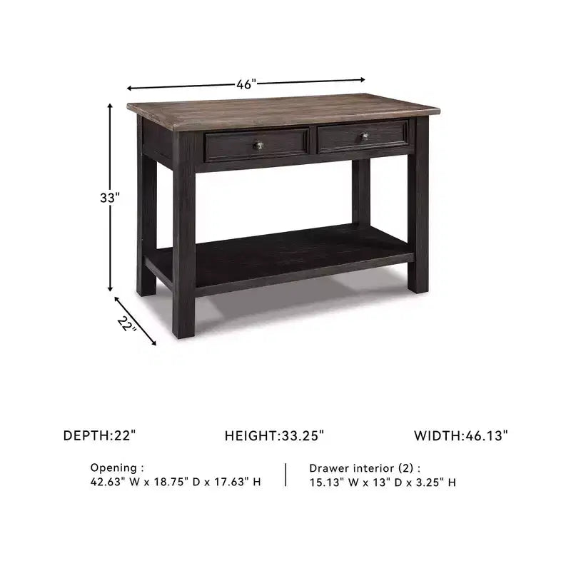 Table basse/de console Tyler Creek gris-brun/noir – Signature Design by Ashley : moderne du milieu du siècle avec étagère ouverte, tiroir de rangement