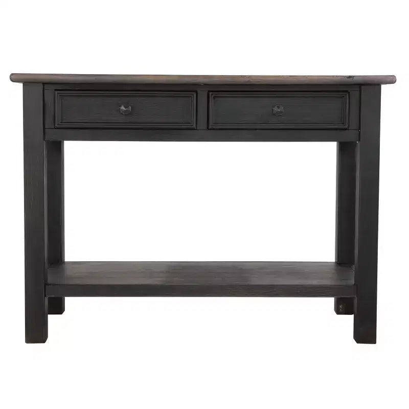 Table basse/de console Tyler Creek gris-brun/noir – Signature Design by Ashley : moderne du milieu du siècle avec étagère ouverte, tiroir de rangement