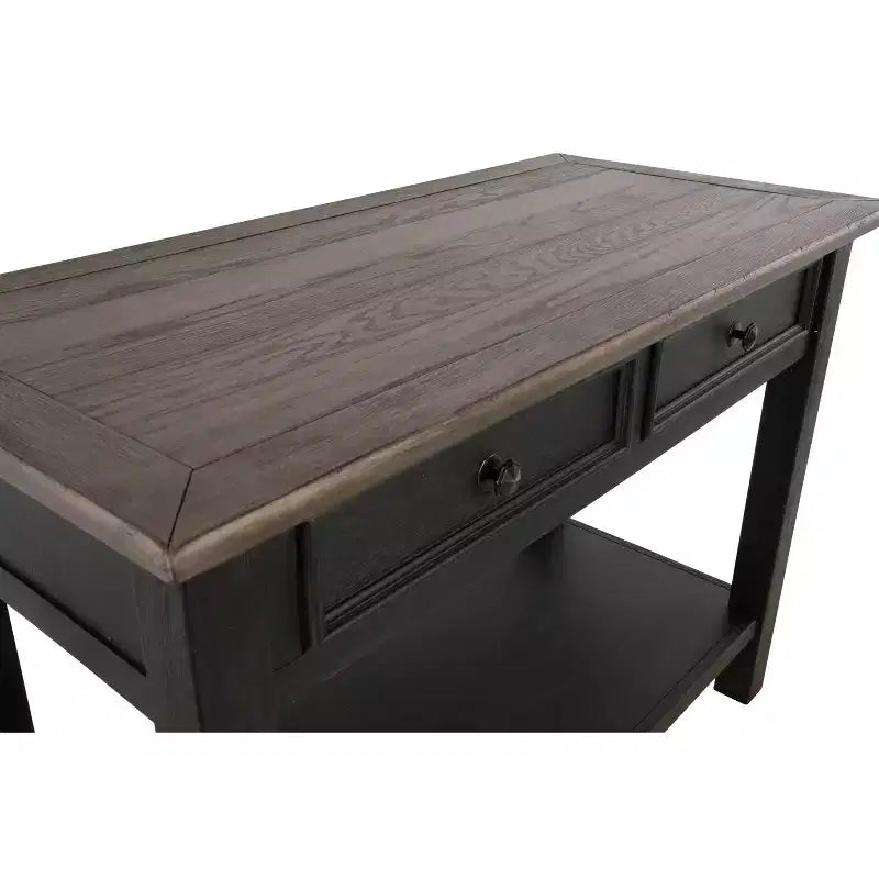 Table basse/de console Tyler Creek gris-brun/noir – Signature Design by Ashley : moderne du milieu du siècle avec étagère ouverte, tiroir de rangement