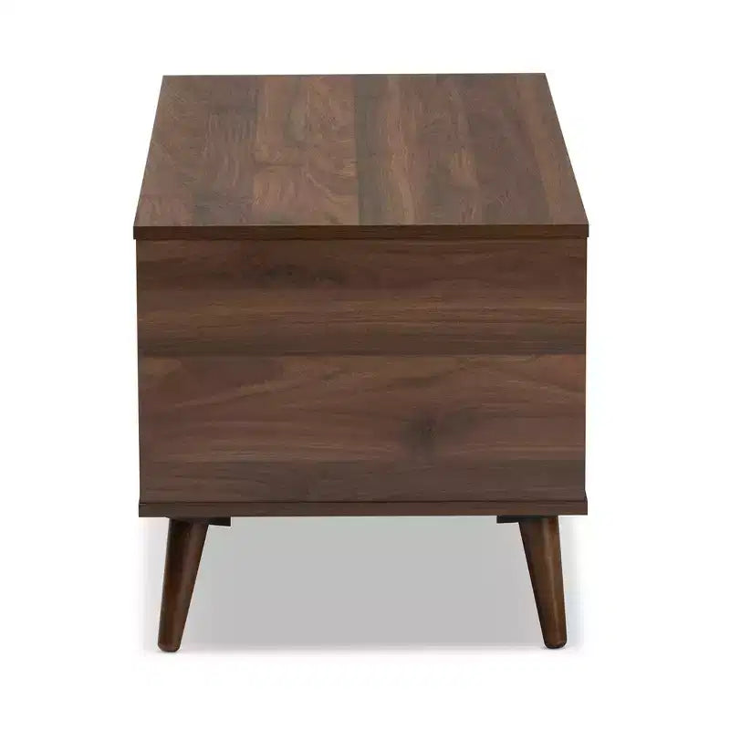 Table basse en bois Linas Noyer - Baxton Studio : Moderne du milieu du siècle, Étagères ouvertes, Rectangulaire, Meuble de salon