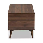 Table basse en bois Linas Noyer - Baxton Studio : Moderne du milieu du siècle, Étagères ouvertes, Rectangulaire, Meuble de salon