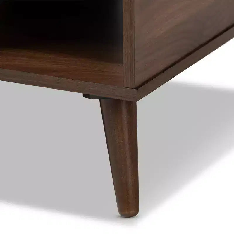 Table basse en bois Linas Noyer - Baxton Studio : Moderne du milieu du siècle, Étagères ouvertes, Rectangulaire, Meuble de salon