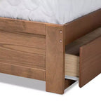 Lit plateforme de rangement Eleni Modern Wood à 3 tiroirs Noyer/Brun - Baxton Studio