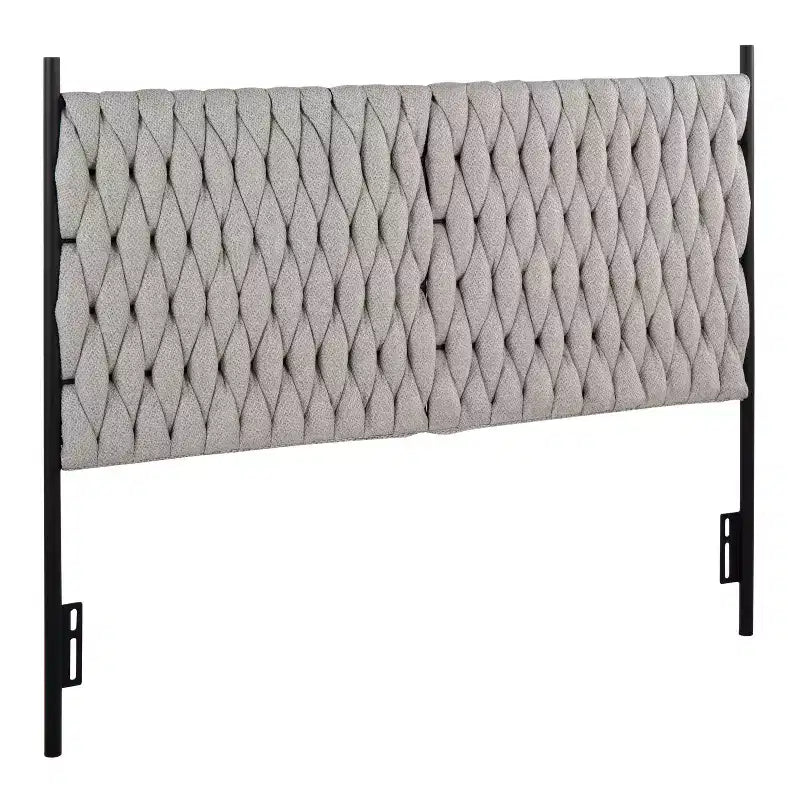 Tête de lit en polyester/métal tressé Queen Matisse noir/crème - LumiSource