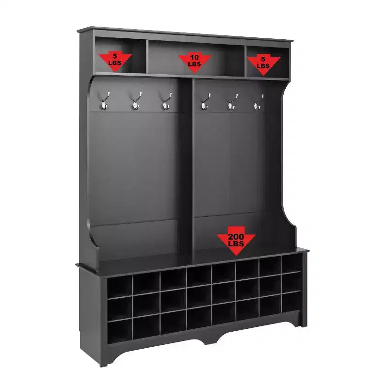 Meuble d'entrée Prepac de 60 po de large avec 24 casiers à chaussures