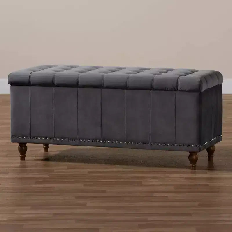 Banc ottoman de rangement capitonné en velours Kaylee - Baxton Studio