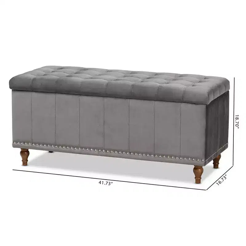 Banc ottoman de rangement capitonné en velours Kaylee - Baxton Studio