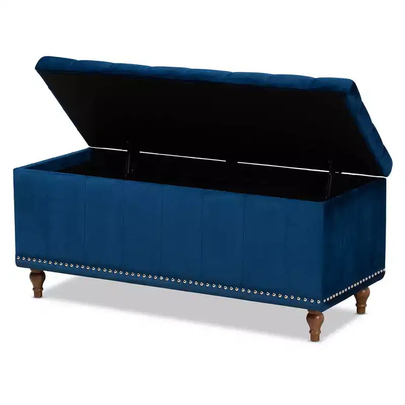 Banc ottoman de rangement capitonné en velours Kaylee - Baxton Studio