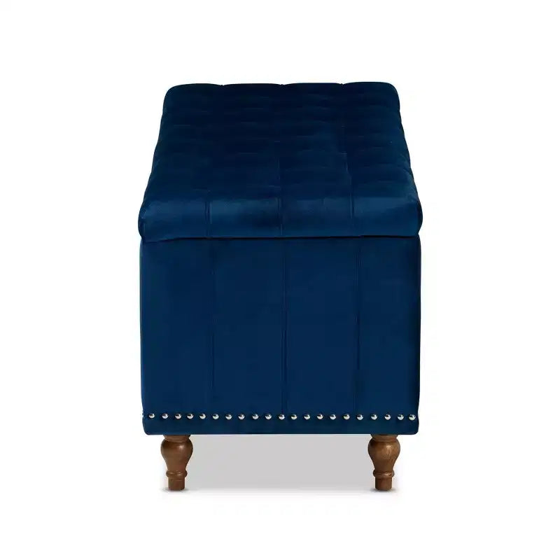 Banc ottoman de rangement capitonné en velours Kaylee - Baxton Studio