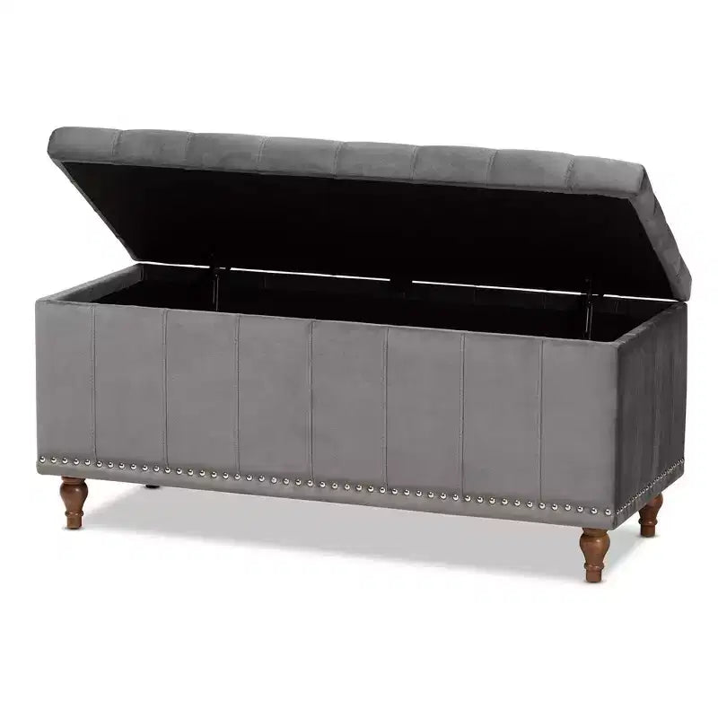 Banc ottoman de rangement capitonné en velours Kaylee - Baxton Studio