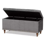Banc ottoman de rangement capitonné en velours Kaylee - Baxton Studio