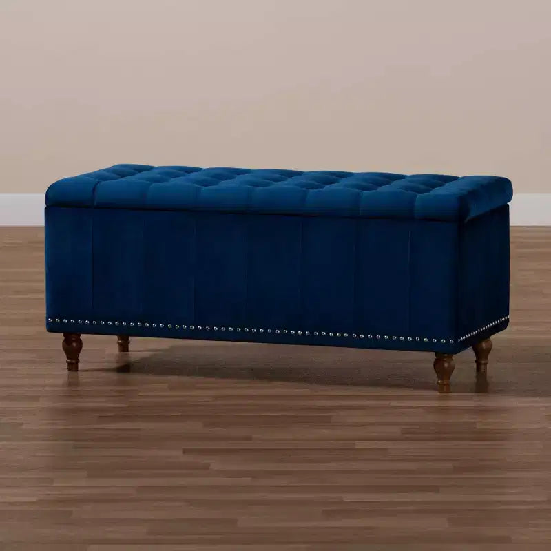 Banc ottoman de rangement capitonné en velours Kaylee - Baxton Studio