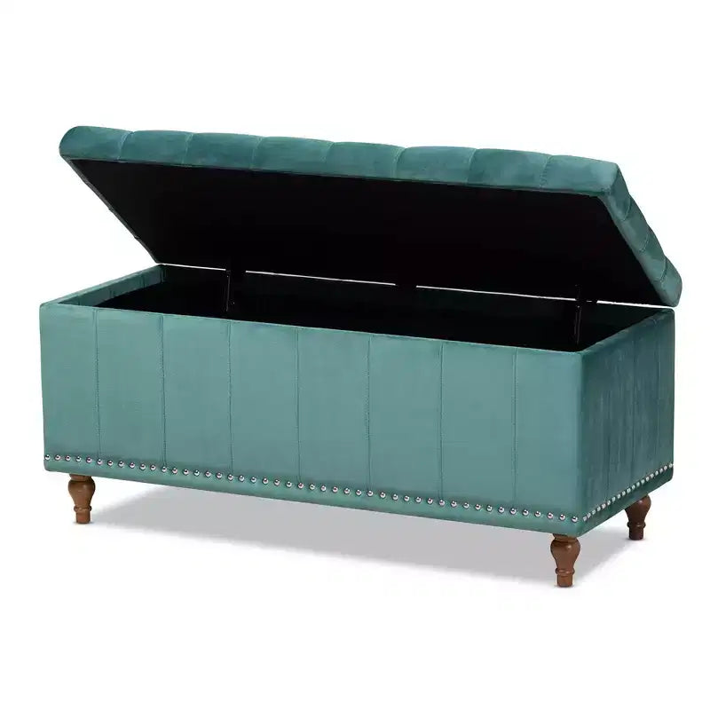 Banc ottoman de rangement capitonné en velours Kaylee - Baxton Studio