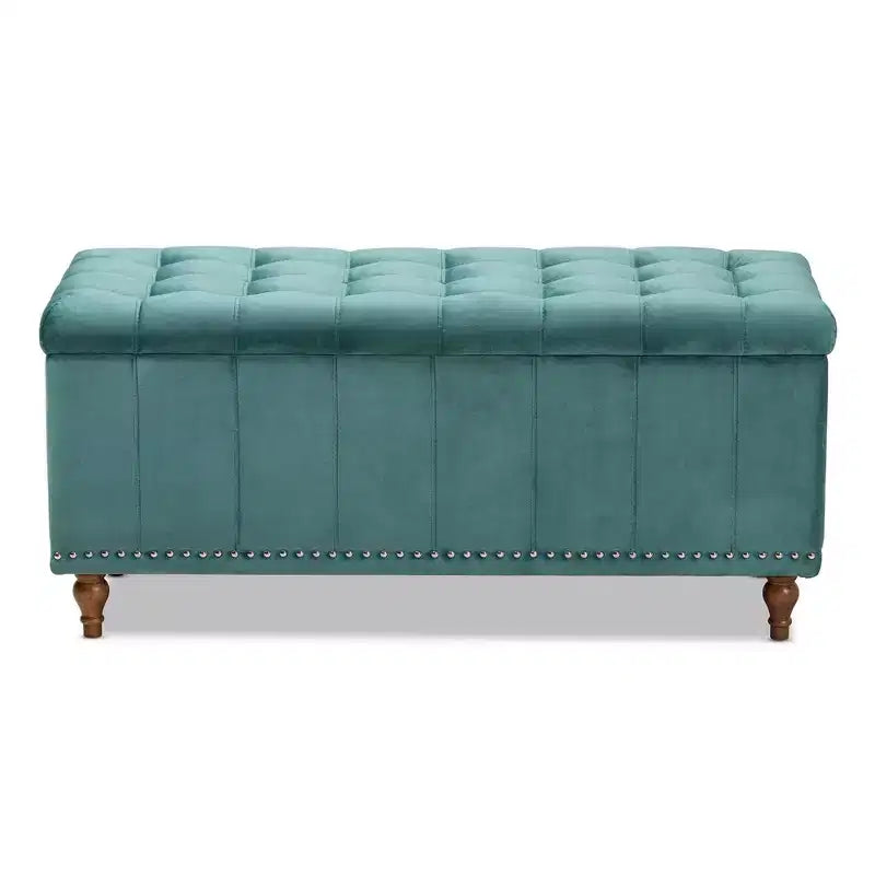 Banc ottoman de rangement capitonné en velours Kaylee - Baxton Studio