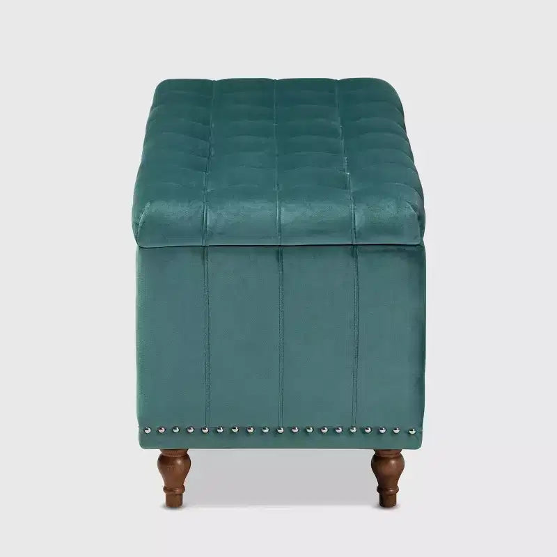 Banc ottoman de rangement capitonné en velours Kaylee - Baxton Studio