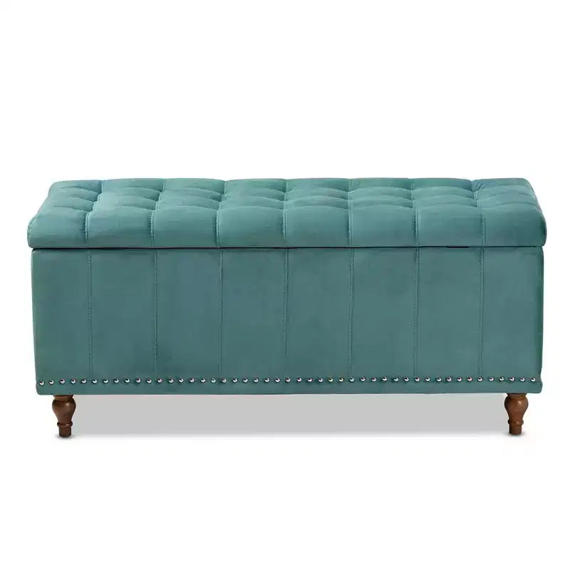 Banc ottoman de rangement capitonné en velours Kaylee - Baxton Studio