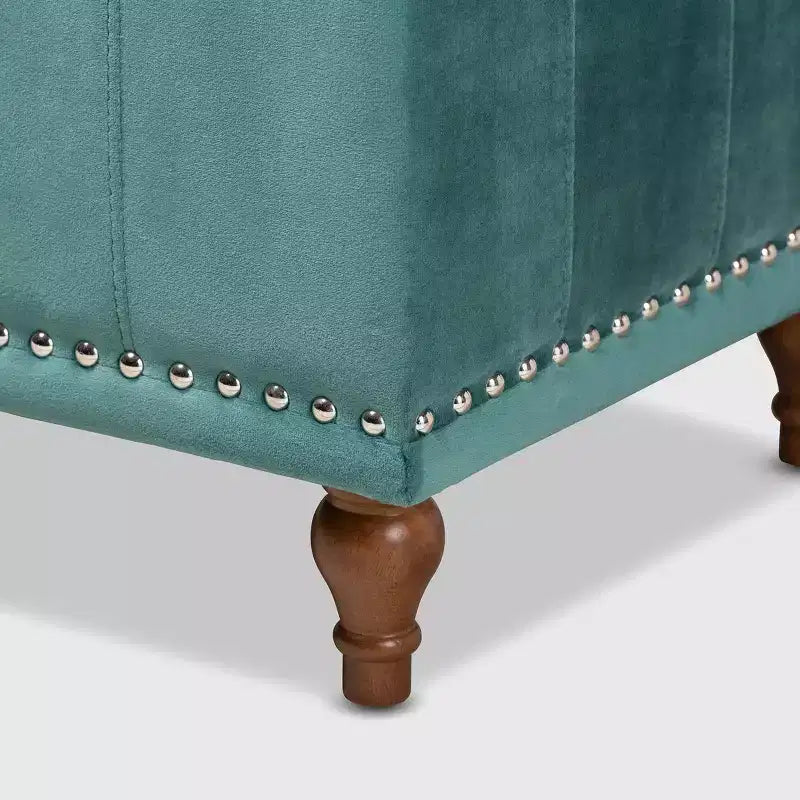 Banc ottoman de rangement capitonné en velours Kaylee - Baxton Studio