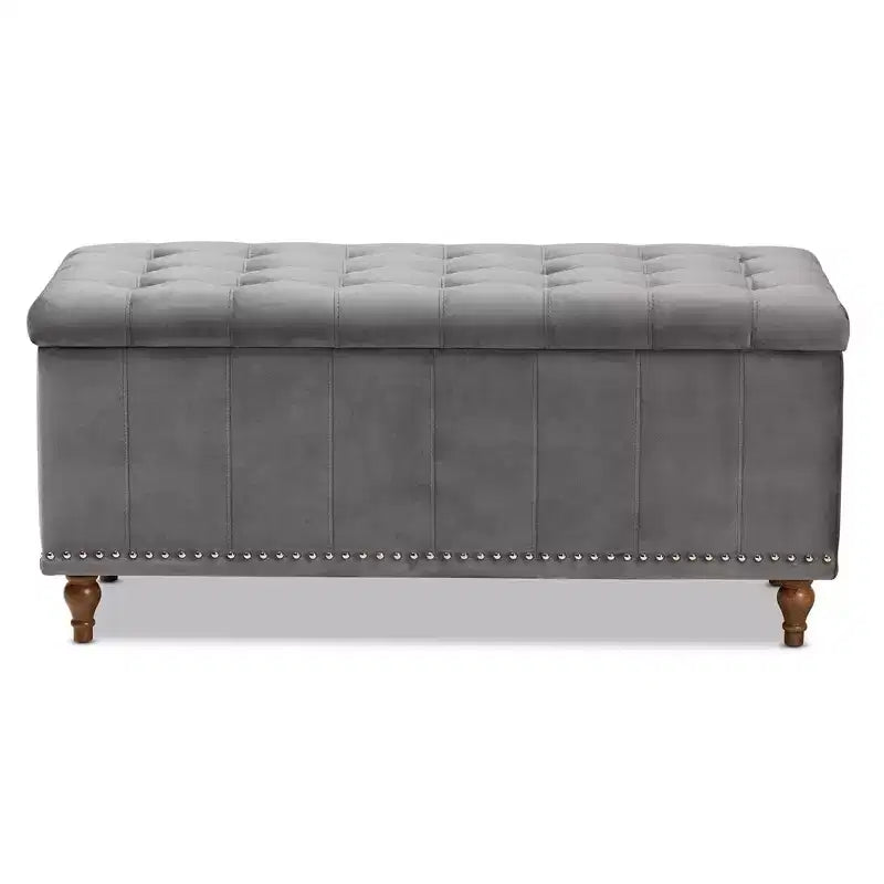 Banc ottoman de rangement capitonné en velours Kaylee - Baxton Studio