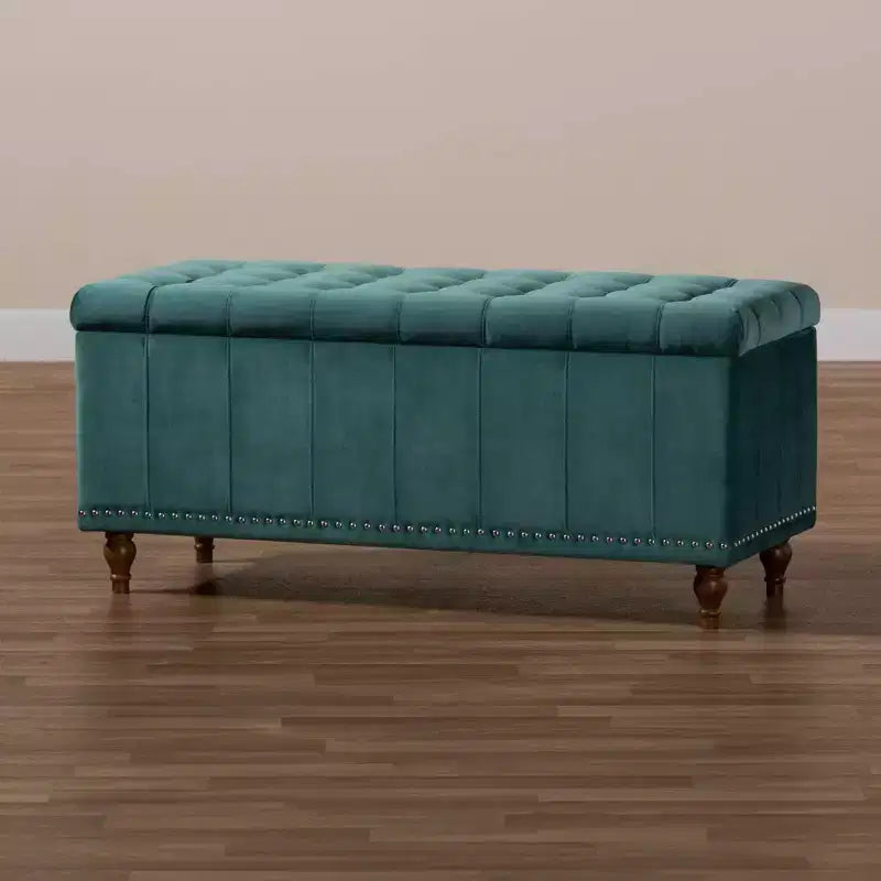 Banc ottoman de rangement capitonné en velours Kaylee - Baxton Studio