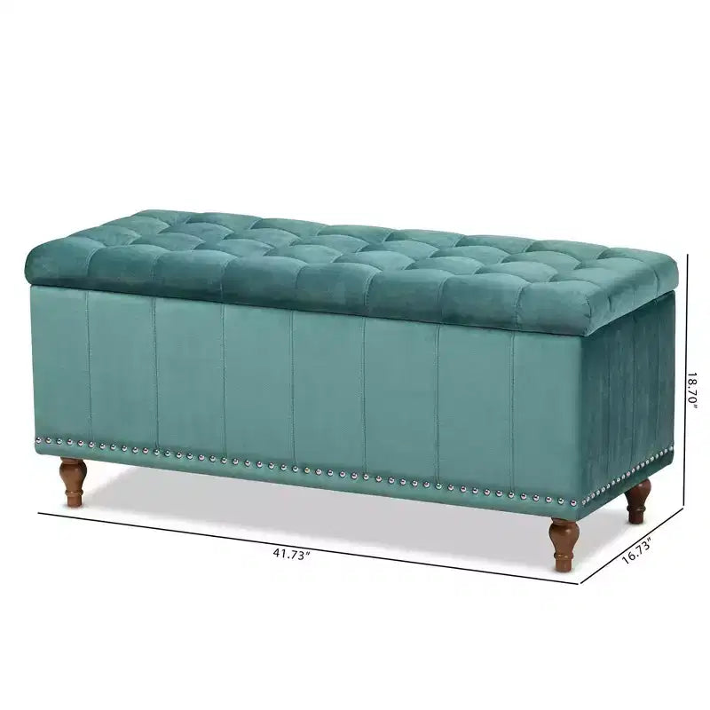 Banc ottoman de rangement capitonné en velours Kaylee - Baxton Studio
