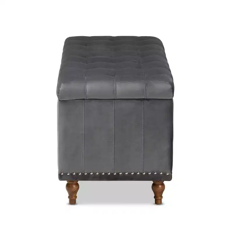 Banc ottoman de rangement capitonné en velours Kaylee - Baxton Studio