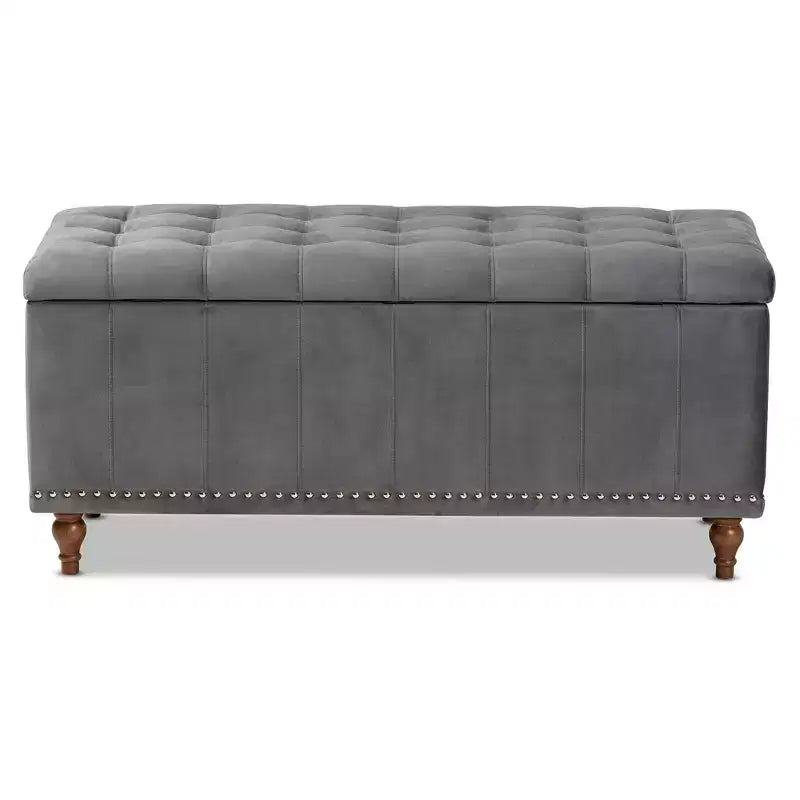Banc ottoman de rangement capitonné en velours Kaylee - Baxton Studio
