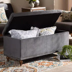 Banc ottoman de rangement capitonné en velours Kaylee - Baxton Studio