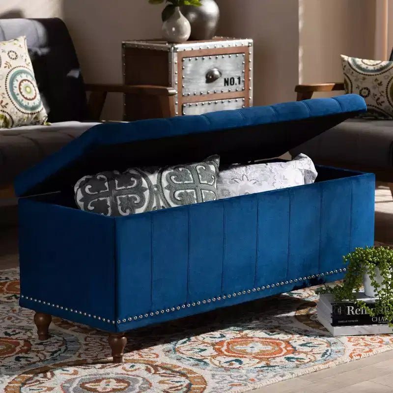 Banc ottoman de rangement capitonné en velours Kaylee - Baxton Studio