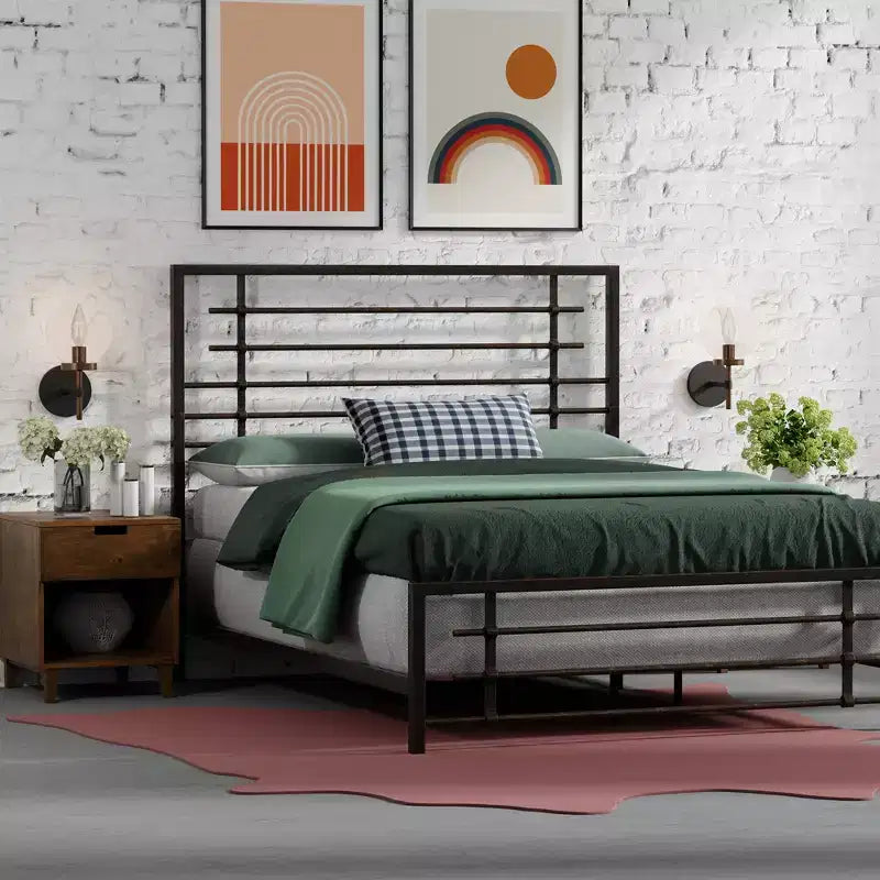 Cadre de lit eLuxury Modern Industrial en métal Colton