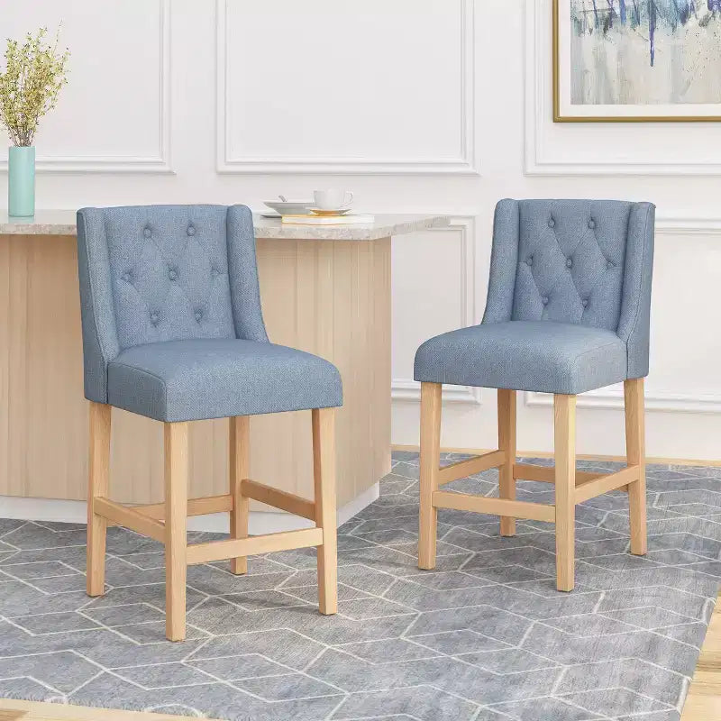 Lot de 2 tabourets de bar à hauteur de comptoir Landria Wingback capitonnés - Christopher Knight Home