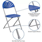 Chaise pliante Flash Furniture, série HERCULES, lot de 8, dossier éventail en plastique, capacité de 295 kg