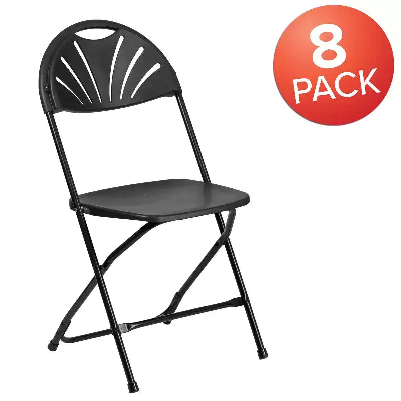 Chaise pliante Flash Furniture, série HERCULES, lot de 8, dossier éventail en plastique, capacité de 295 kg