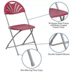 Chaise pliante Flash Furniture, série HERCULES, lot de 8, dossier éventail en plastique, capacité de 295 kg