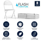 Chaise pliante Flash Furniture, série HERCULES, lot de 8, dossier éventail en plastique, capacité de 295 kg