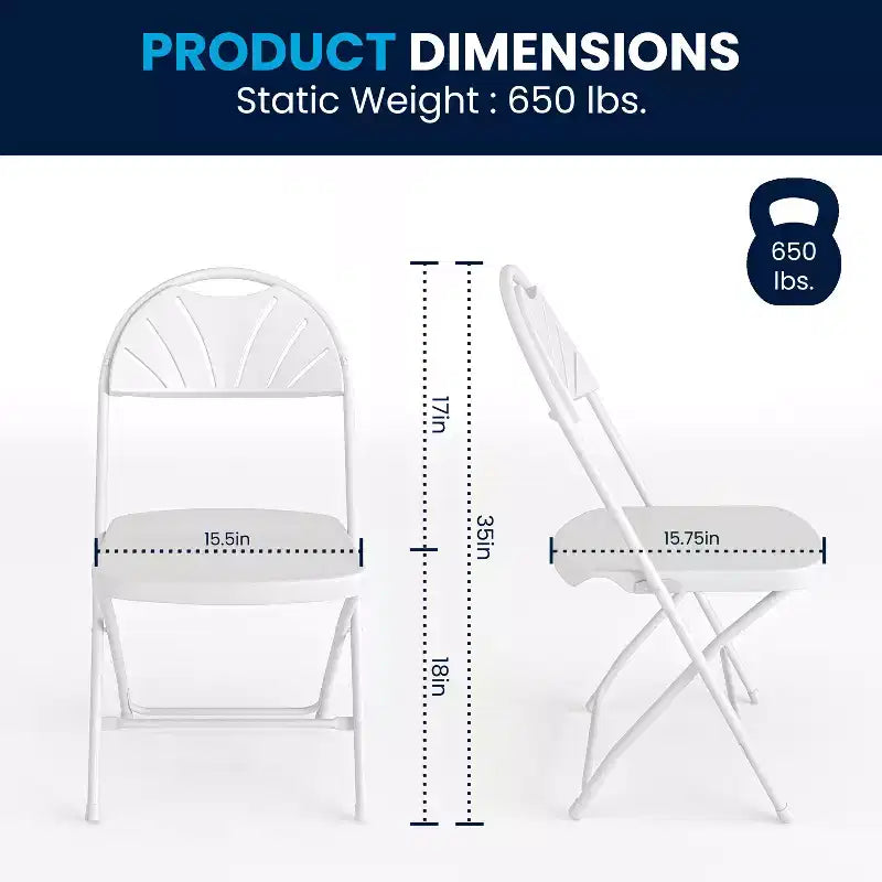 Chaise pliante Flash Furniture, série HERCULES, lot de 8, dossier éventail en plastique, capacité de 295 kg