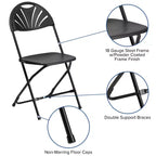 Chaise pliante Flash Furniture, série HERCULES, lot de 8, dossier éventail en plastique, capacité de 295 kg