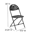 Chaise pliante Flash Furniture, série HERCULES, lot de 8, dossier éventail en plastique, capacité de 295 kg