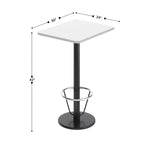 Plateau de table rectangulaire en stratifié 61 x 76 cm Flash Furniture avec pied de table rond de 46 cm de hauteur de bar et repose-pieds