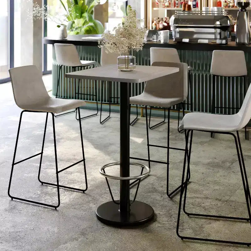 Plateau de table rectangulaire en stratifié 61 x 76 cm Flash Furniture avec pied de table rond de 46 cm de hauteur de bar et repose-pieds