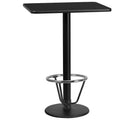 Plateau de table rectangulaire en stratifié 61 x 76 cm Flash Furniture avec pied de table rond de 46 cm de hauteur de bar et repose-pieds