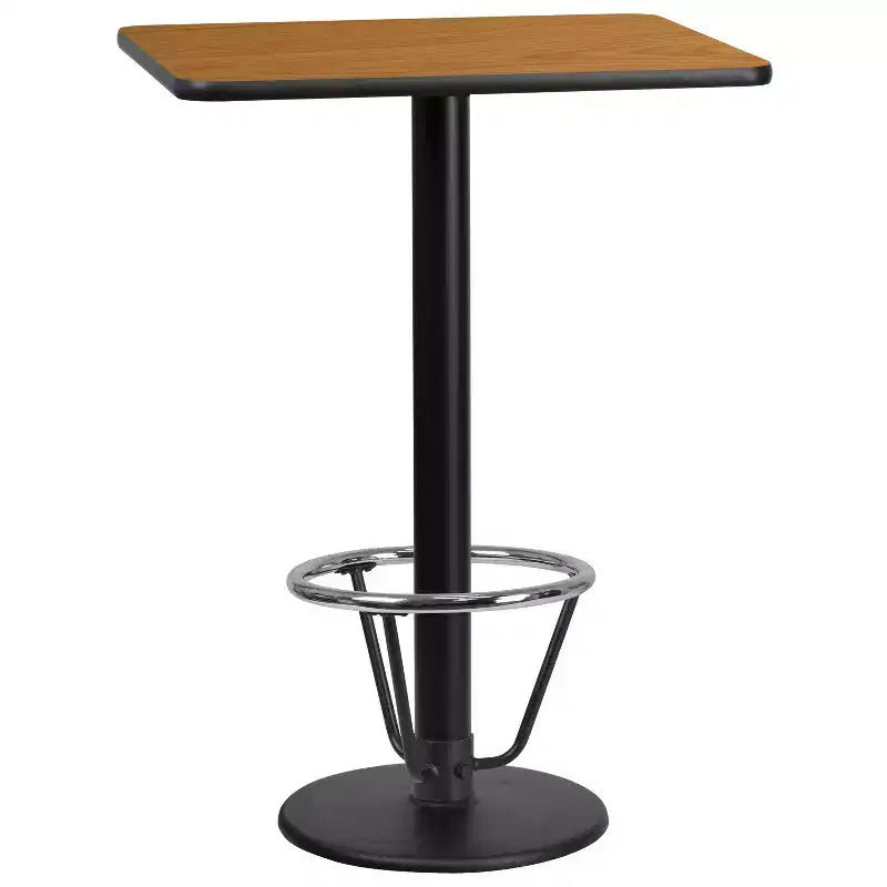 Plateau de table rectangulaire en stratifié 61 x 76 cm Flash Furniture avec pied de table rond de 46 cm de hauteur de bar et repose-pieds