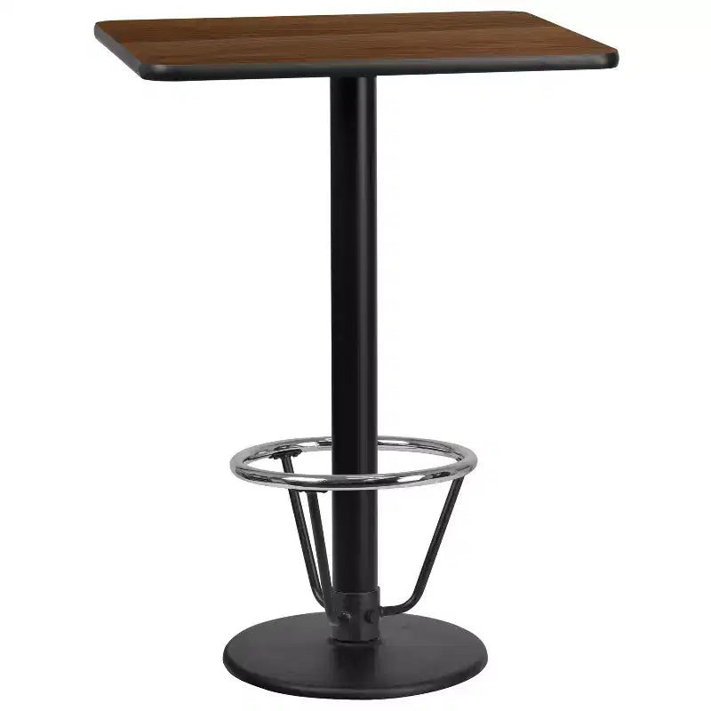 Plateau de table rectangulaire en stratifié 61 x 76 cm Flash Furniture avec pied de table rond de 46 cm de hauteur de bar et repose-pieds